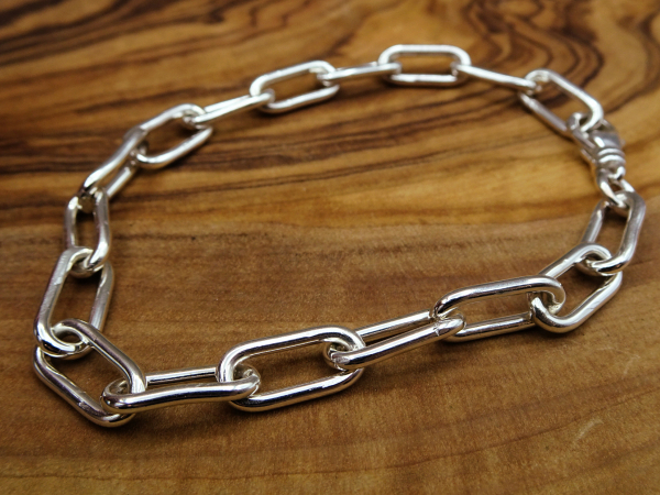 BS-54 Sterling Silver Paper Clip Chain Bracelet - 7.5"