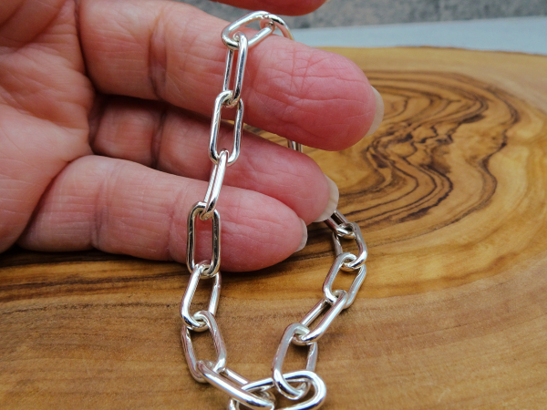 BS-54 Sterling Silver Paper Clip Chain Bracelet - 7.5"
