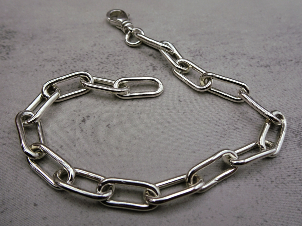 BS-54 Sterling Silver Paper Clip Chain Bracelet - 7.5"