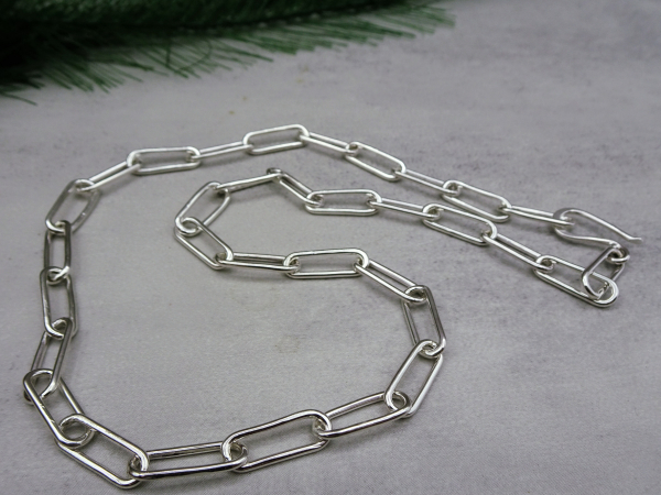 NS-124 Sterling Silver Paper Clip Chain Necklace