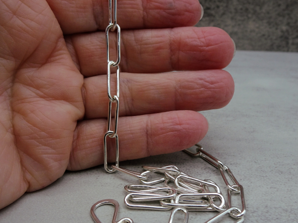 NS-124 Sterling Silver Paper Clip Chain Necklace