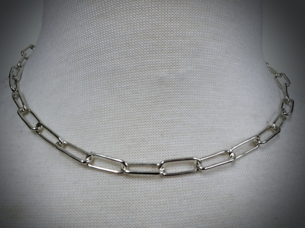 NS-124 Sterling Silver Paper Clip Chain Necklace
