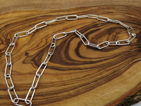 NS-124 Sterling Silver Paper Clip Chain Necklace