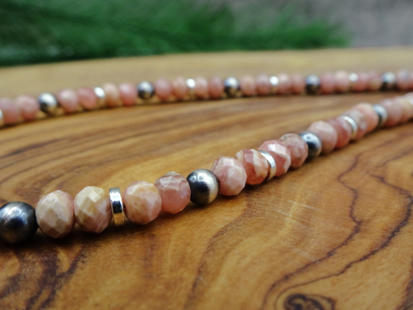 NS-125 Rhodochrosite and Sterling Silver Necklace and Pendant