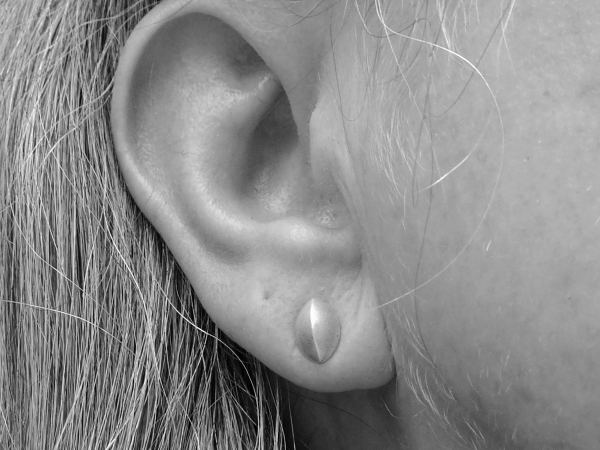 ES-167 Sterling Silver Studs - Three Dimensional Ovals