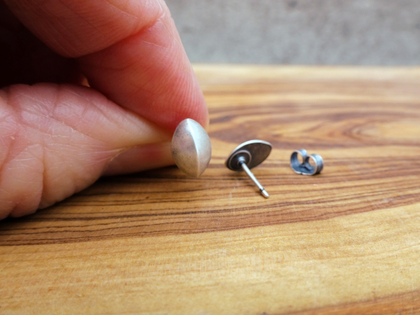 ES-167 Sterling Silver Studs - Three Dimensional Ovals