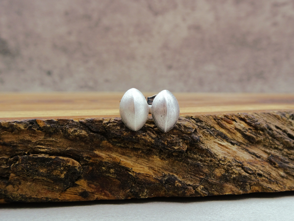 ES-167 Sterling Silver Studs - Three Dimensional Ovals