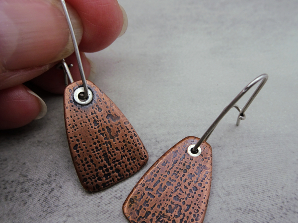 EC-5 Textured Copper Shield Earrings