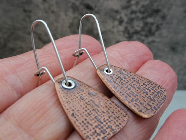EC-5 Textured Copper Shield Earrings