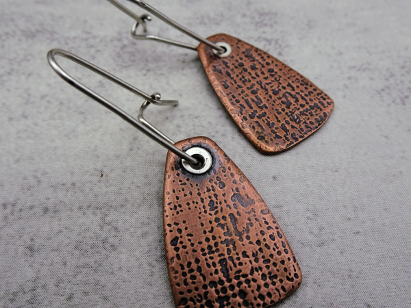 EC-5 Textured Copper Shield Earrings
