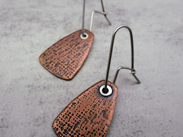 EC-5 Textured Copper Shield Earrings