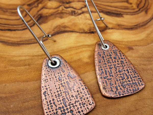 EC-5 Textured Copper Shield Earrings
