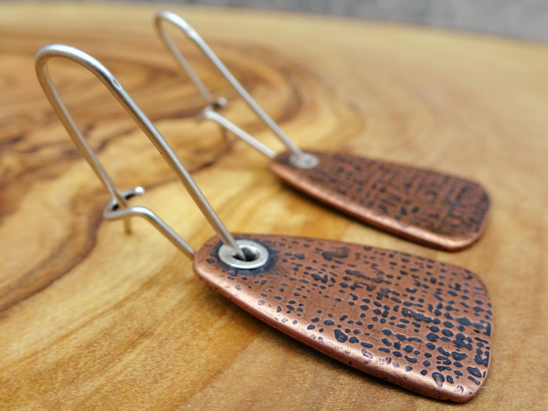 EC-5 Textured Copper Shield Earrings