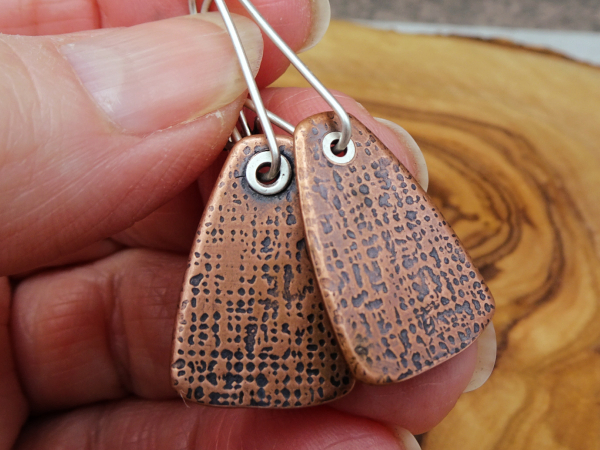 EC-5 Textured Copper Shield Earrings