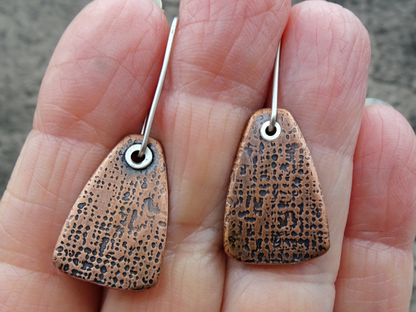 EC-5 Textured Copper Shield Earrings