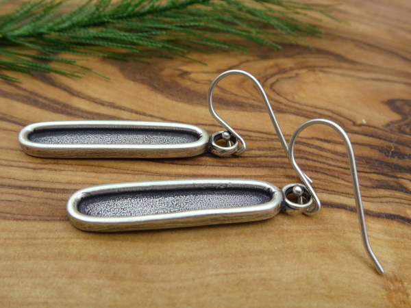 ES-157 Textured Long Oval Sterling Silver Earrings