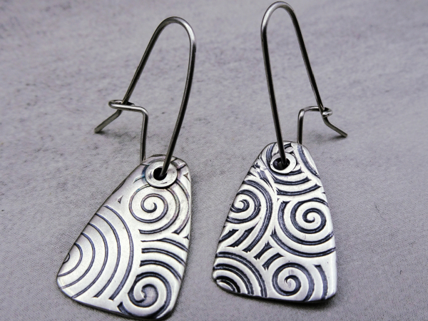 ES-170 Textured Sterling Silver Shield Earrings