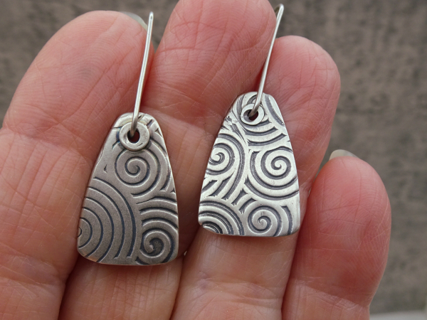 ES-170 Textured Sterling Silver Shield Earrings