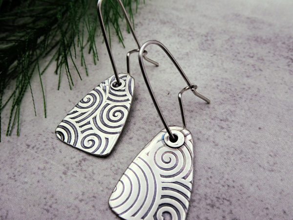 ES-170 Textured Sterling Silver Shield Earrings