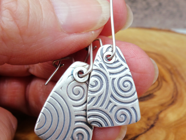 ES-170 Textured Sterling Silver Shield Earrings