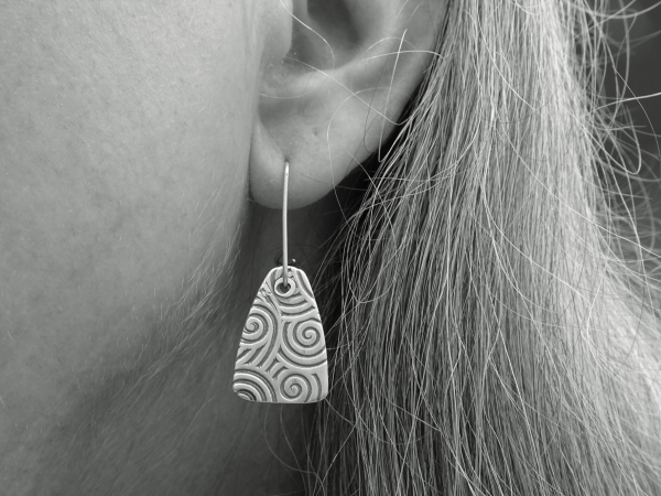 ES-170 Textured Sterling Silver Shield Earrings