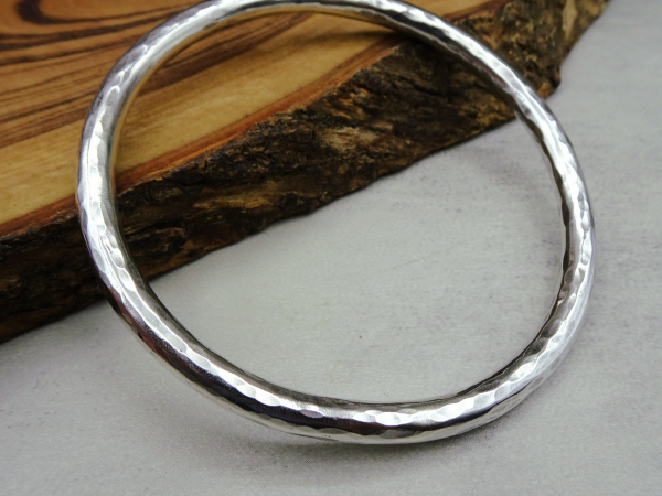 BS-52 Textured Thick Sterling Silver Bangle- Sized Medium