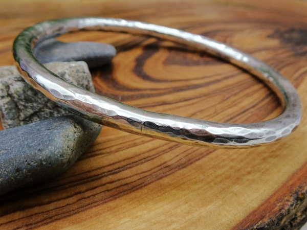 BS-52 Textured Thick Sterling Silver Bangle- Sized Medium