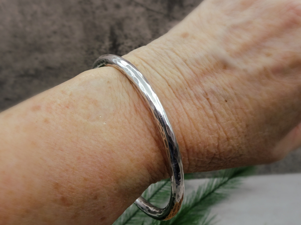 BS-52 Textured Thick Sterling Silver Bangle- Sized Medium