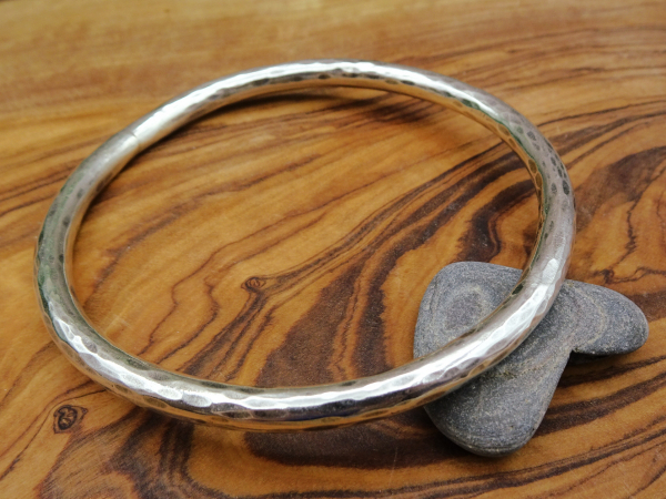 BS-52 Textured Thick Sterling Silver Bangle- Sized Medium