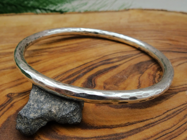 BS-52 Textured Thick Sterling Silver Bangle- Sized Medium