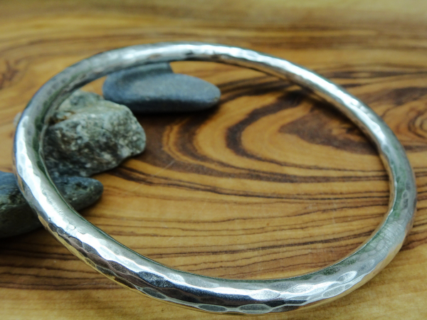 BS-52 Textured Thick Sterling Silver Bangle- Sized Medium