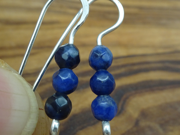 ES-177 Tiny Sodalite and Sterling Silver Drop Earrings