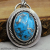 NS-140 Ithaca Peak - Large Oval Turquoise and Sterling Silver Pendant