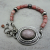 BS-55 Rhodochrosite and Rose Quartz Sterling Silver Adjustable Bracelet