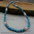 NS-127 Yungai Turquoise Necklace with Shiny Sterling Silver Beads