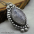 NS-138 Tourmilated Quartz and  Sterling Silver Pendant Necklace