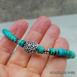 BS-61 Hubei Turquoise and Sterling Silver Bracelet