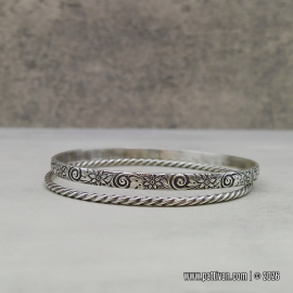 BS-62 Set of 2 Textured Sterling Silver Bangles