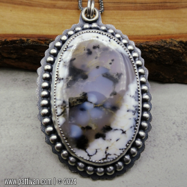NS-118 Dendritic Opal and Sterling Silver Necklace