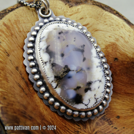 NS-118 Dendritic Opal and Sterling Silver Necklace