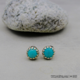 ES-194 Kingman Turquoise and Sterling Silver Stud Earrings