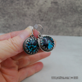 ES-196 Youngai Turquoise and Sterling Silver Earrings