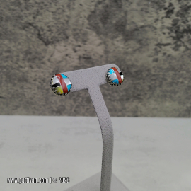 ES-197 Turquoise and Sterling Silver Inlay Post Earrings