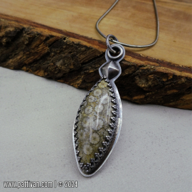 NS-115 Fossilized Coral and Sterling Silver Necklace
