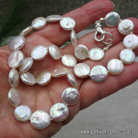 NS-137 Hand Knotted Freshwater Coin Pearl Necklace