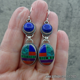 ES-192 Inlay Gemstones with Lapis Lazuli and Sterling Silver Earrings ES-192 Inlay Gemstones with Lapis Lazuli and Sterling Silver Earrings