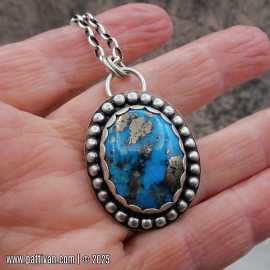 NS-141 Ithaca Peak - Medium Oval Turquoise and Sterling Silver Pendant