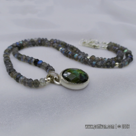 NS-152 Faceted Labradorite and Sterling Silver Necklace