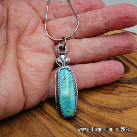 NS-114 Natural Royston Turquoise and Sterling Silver Necklace