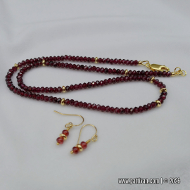 NG-6 Garnet and Gold Necklace and Earrings Set